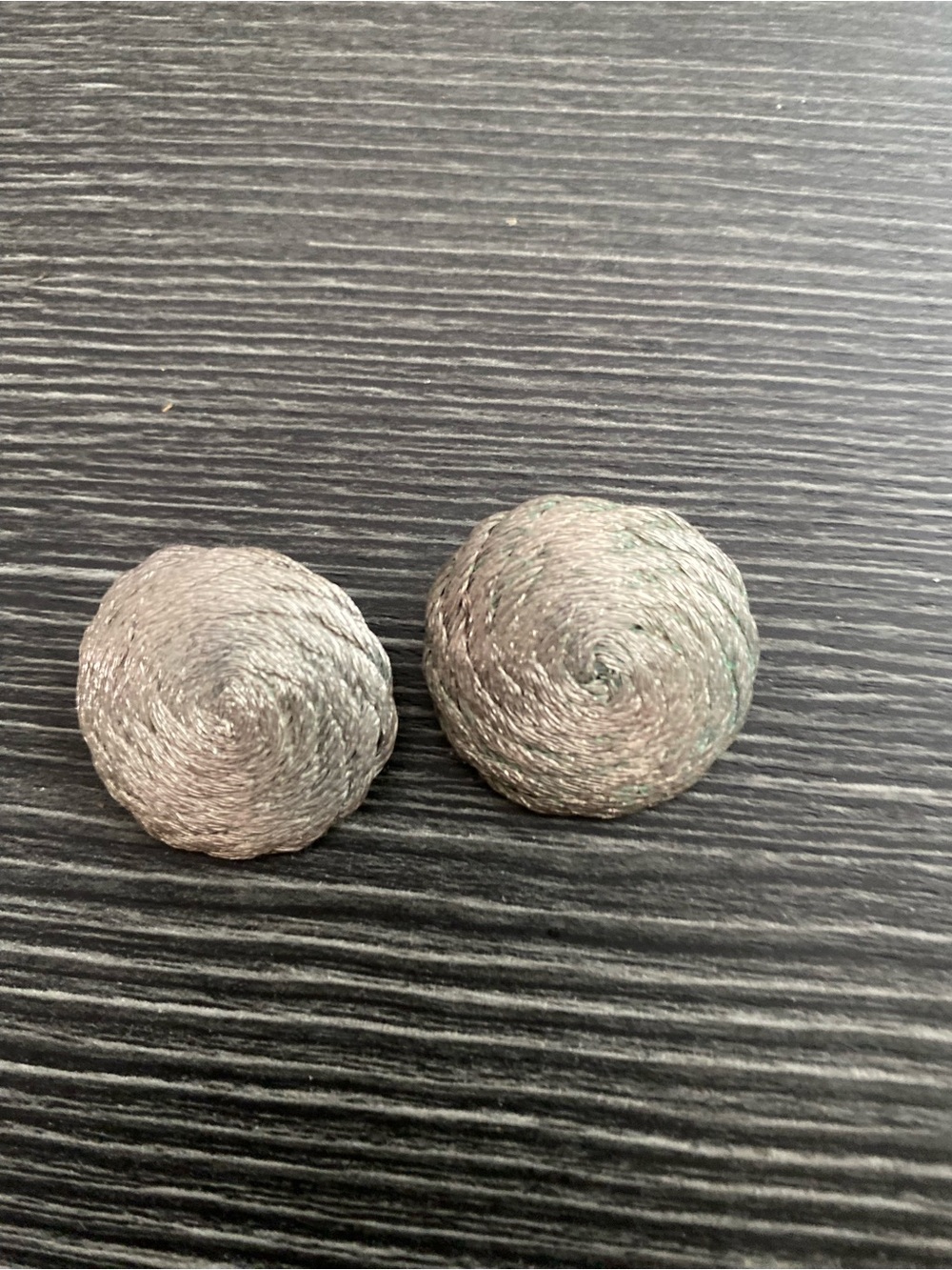 Spiral Button  vintage Earrings in silver tone
